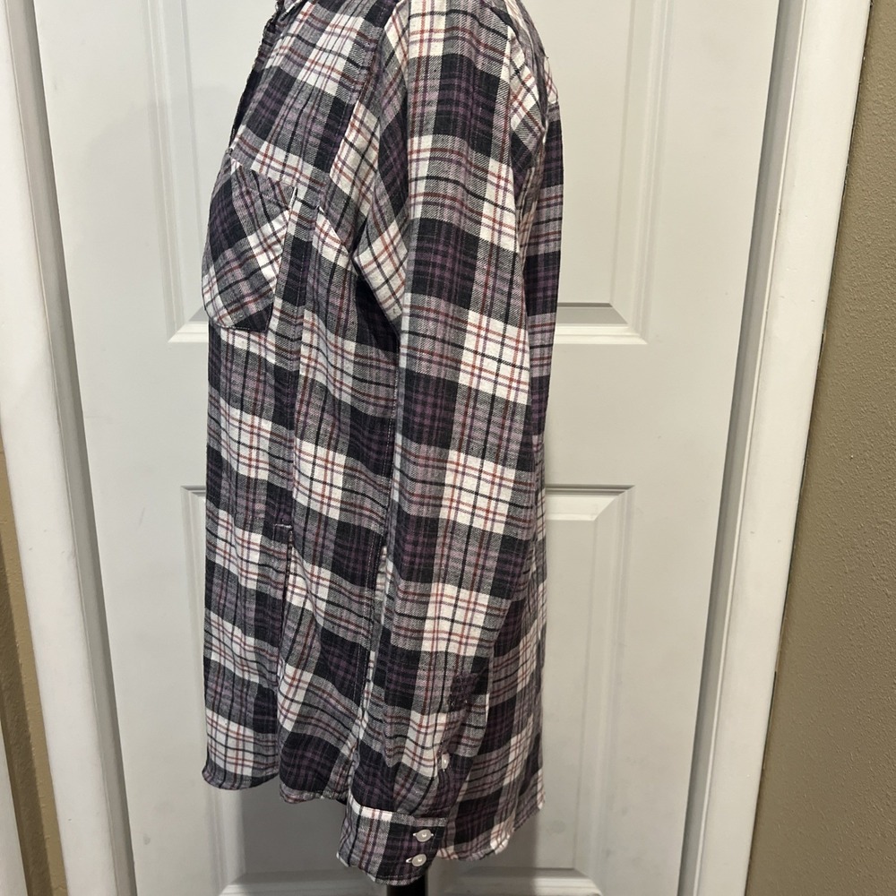Toad & Co. Women's Long Sleeve Plaid Button Up Shirt Size L‎ Large  Hand Pockets - Picture 3 of 9